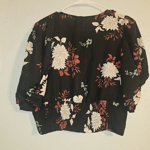 Floral Black Rust Cream Color Crop Top by Fashion Nova - Picture 6 of 8